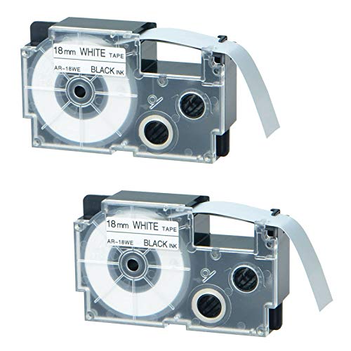 NineLeaf 2 x Kompatibel für Casio EZ XR18WE XR-18WE XR-18WE2S XR18WE2S 18mm x 8m Schwarz auf Weiß Etikettenband for CW-L300 KL-120 KL-HD1-IH KL-120SET-HP KL-430 KL-750 KL-780 Beschriftungsgerät von NineLeaf