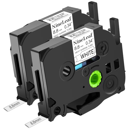 NineLeaf 2 x Kompatibel mit Brother Schrumpfschlauch 8,8mm HSe-221 HSe221 HS-221 Etikettenband Schwarz auf Weiß Schriftband für P-Touch PT-E300 PT-E500 PT-E550W PT-P750WVP Drucker NineLeaf 2 x Kompatibel mit Brother Schrumpfschlauch 8,8mm HSe-221 HSe221 HS-221 Etikettenband Schwarz auf Weiß Schriftband für P-Touch PT-E300 PT-E500 PT-E550W PT-P750WVP Drucker von NineLeaf