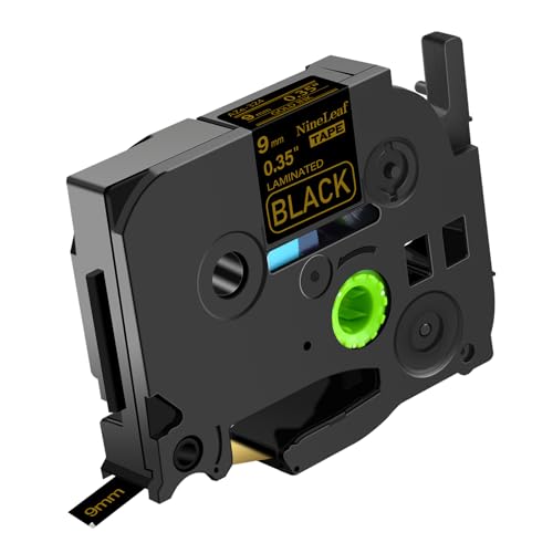 NineLeaf 20 x Ersatz für Brother P-Touch TZe-324 TZ-324 TZe324 TZ324 AZe 9mm 0.35'' Bänder Laminiertes Gold auf Schwarz Schriftband Kassette für Ptouch PT-1280TG 1280VP Beschriftungsgerät von NineLeaf