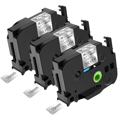 NineLeaf 3 Packung Ersatz für Brother P-Touch TZe-941 TZ-941 TZe941 TZ941 AZe 18mm 0.7'' Bänder Laminiert Schwarz auf Silber Schriftband für Ptouch PT-1880W 18R 18RKT Beschriftungsgerät von NineLeaf