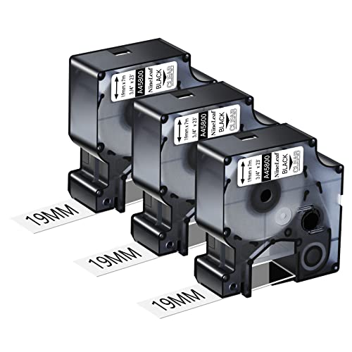 NineLeaf 3 Packung Ersatz für Dymo D1 45800 S0720820 A45800 19mm x 7m 0.7'' Bänder Schwarz auf Transparent Schriftband für LabelManager 210D 220P 120P 150 LabelPoint 150 200 250 Beschriftungsgerät von NineLeaf