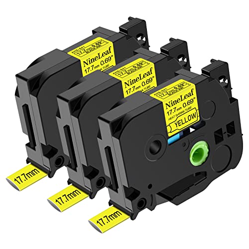 NineLeaf 3 x Kompatibel für Brother P-touch HSe-641 HSe641 HS-641 HS641 HSe Schriftband 17,7mm x 1.5m Schwarz auf Gelb Heißschrumpfschlauch für Drähte Kabel in Ptouch PT-520 530 540 550 Etikettenband NineLeaf 3 x Kompatibel für Brother P-touch HSe-641 HSe641 HS-641 HS641 HSe Schriftband 17,7mm x 1.5m Schwarz auf Gelb Heißschrumpfschlauch für Drähte Kabel in Ptouch PT-520 530 540 550 Etikettenband von NineLeaf