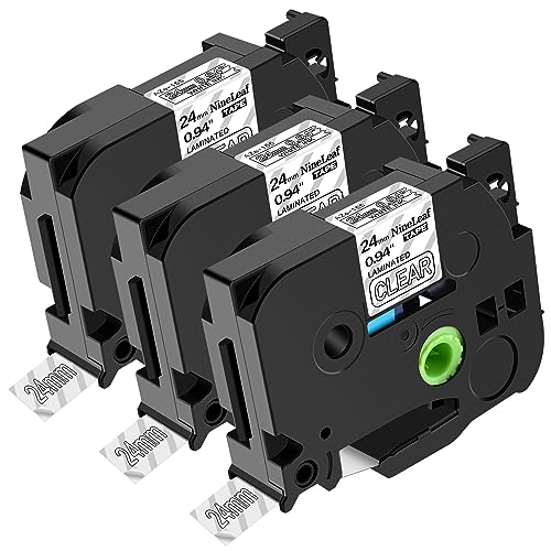 NineLeaf 3 x Kompatibel für Brother P-touch TZe-155 TZe155 TZ-155 TZ155 TZE Schriftband 24mm 0.94'' Weiß auf Transparent Laminiert Etikettenband für Ptouch PT-2470 2610 2600 Beschriftungsgerät NineLeaf 3 x Kompatibel für Brother P-touch TZe-155 TZe155 TZ-155 TZ155 TZE Schriftband 24mm 0.94'' Weiß auf Transparent Laminiert Etikettenband für Ptouch PT-2470 2610 2600 Beschriftungsgerät von NineLeaf