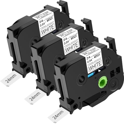 NineLeaf 3 x Kompatibel für Brother P-touch TZe-S251 TZS251 AZe-S251 24mm 1'' Extra-Stark Klebend Schwarz auf Weiß Laminiert Etikettenband für Ptouch PT-2400 2410 2430PC 2470 Beschriftungsgerät NineLeaf 3 x Kompatibel für Brother P-touch TZe-S251 TZS251 AZe-S251 24mm 1'' Extra-Stark Klebend Schwarz auf Weiß Laminiert Etikettenband für Ptouch PT-2400 2410 2430PC 2470 Beschriftungsgerät von NineLeaf