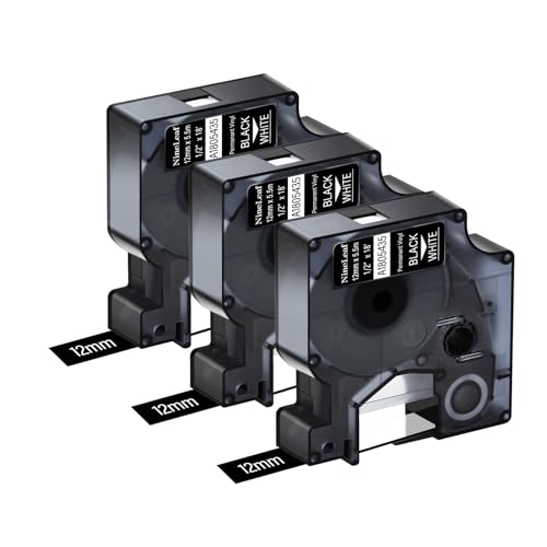 NineLeaf 3x Ersatz für Dymo 1805435 A180543512mm x 5,5m Weiß auf Schwarz Polyester Permanent Industrielles Beschriftungsband für Rhino 1000, 4200, 5200, 3M PL100, PL150 Beschriftungsgerätend NineLeaf 3x Ersatz für Dymo 1805435 A180543512mm x 5,5m Weiß auf Schwarz Polyester Permanent Industrielles Beschriftungsband für Rhino 1000, 4200, 5200, 3M PL100, PL150 Beschriftungsgerätend von NineLeaf