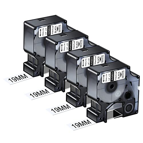 NineLeaf 4 Packung Ersatz für Dymo D1 45803 S0720830 A45803 19mm x 7m 0.7'' Bänder Schwarz auf Weiß Schriftband für LabelManager 160 210D 220P 120P 150 LabelPoint 100 150 200 250 Beschriftungsgerät NineLeaf 4 Packung Ersatz für Dymo D1 45803 S0720830 A45803 19mm x 7m 0.7'' Bänder Schwarz auf Weiß Schriftband für LabelManager 160 210D 220P 120P 150 LabelPoint 100 150 200 250 Beschriftungsgerät von NineLeaf