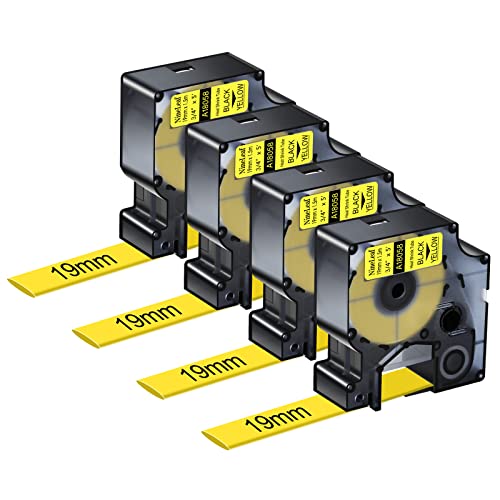 NineLeaf 4 x Kompatibel für Dymo Rhino 18058 Schriftband Schwarz auf Gelb Heißschrumpfschlauch 3/4'' 19mm x 1.5m für Drähte Kabel in Rhino 6000 4200 5000 Tyco T107M Industriell Etikettenband NineLeaf 4 x Kompatibel für Dymo Rhino 18058 Schriftband Schwarz auf Gelb Heißschrumpfschlauch 3/4'' 19mm x 1.5m für Drähte Kabel in Rhino 6000 4200 5000 Tyco T107M Industriell Etikettenband von NineLeaf