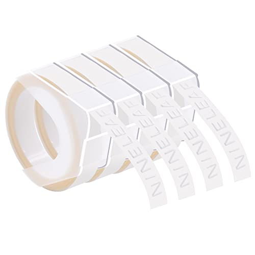 NineLeaf 4 x Kompatibel für Dymo S0898100 520101 3D Kunststoff Prägebändern 9mm x 3m Weiß auf Transparent Etikettenband für Omega Home Junior Home Embossing Organizer Xpress 12965 Beschriftungsgerät NineLeaf 4 x Kompatibel für Dymo S0898100 520101 3D Kunststoff Prägebändern 9mm x 3m Weiß auf Transparent Etikettenband für Omega Home Junior Home Embossing Organizer Xpress 12965 Beschriftungsgerät von NineLeaf