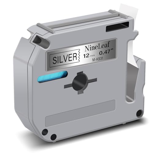 NineLeaf 40 Packung Ersatz für Brother P-Touch M-K931s M-K931 MK931 M-931 M931 12mm 0.47'' Bänder nicht Laminiertes Schwarz auf Silber Schriftband für Ptouch PT-45M 55BM 80SCCP Beschriftungsgerät von NineLeaf