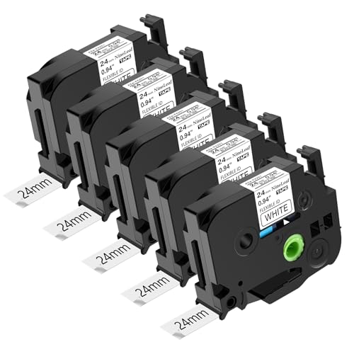 NineLeaf 5 Packung Ersatz für Brother P-Touch TZe-FX251 TZ-FX251 TZFX251 AZe 24mm 0.94'' Flexibles Bänder Laminiert Schwarz auf Weiß Schriftband für Ptouch PT-1960 2110 2200 2210 Beschriftungsgerät NineLeaf 5 Packung Ersatz für Brother P-Touch TZe-FX251 TZ-FX251 TZFX251 AZe 24mm 0.94'' Flexibles Bänder Laminiert Schwarz auf Weiß Schriftband für Ptouch PT-1960 2110 2200 2210 Beschriftungsgerät von NineLeaf
