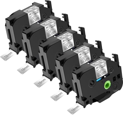NineLeaf 5 Packung Ersatz für Brother P-Touch TZe-M941 TZ-M941 TZeM941 TZM941 AZe 18mm 0.7'' Bänder Laminiert Schwarz auf mattem Silber Schriftband für Ptouch PT-1880W 18R 18RKT Beschriftungsgerät NineLeaf 5 Packung Ersatz für Brother P-Touch TZe-M941 TZ-M941 TZeM941 TZM941 AZe 18mm 0.7'' Bänder Laminiert Schwarz auf mattem Silber Schriftband für Ptouch PT-1880W 18R 18RKT Beschriftungsgerät von NineLeaf