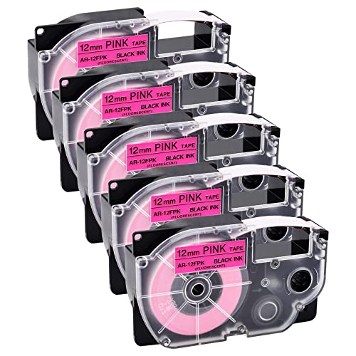 NineLeaf 5 Packung Ersatz für Casio EZ XR12FPK XR-12FPK AR-12FPK XR-12FPK2S XR12FPK2S 12mm x 5m Bänder Schwarz auf Fluoreszierend Rosa Schriftband für KL60 KL750 KL750B KL750BA Beschriftungsgerät NineLeaf 5 Packung Ersatz für Casio EZ XR12FPK XR-12FPK AR-12FPK XR-12FPK2S XR12FPK2S 12mm x 5m Bänder Schwarz auf Fluoreszierend Rosa Schriftband für KL60 KL750 KL750B KL750BA Beschriftungsgerät von NineLeaf
