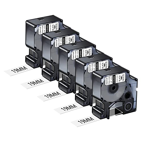 NineLeaf 5 Packung Ersatz für Dymo 18489 A18489 19mm x 3.5m Bänder Schwarz auf Weiß Flexibles Nylon Industrie Schriftband für Rhino 4200 5200 5000 6000 ILP 219 3M PL150 3M PL200 Beschriftungsgerät NineLeaf 5 Packung Ersatz für Dymo 18489 A18489 19mm x 3.5m Bänder Schwarz auf Weiß Flexibles Nylon Industrie Schriftband für Rhino 4200 5200 5000 6000 ILP 219 3M PL150 3M PL200 Beschriftungsgerät von NineLeaf