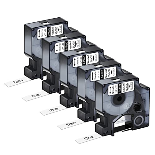 NineLeaf 5 Packung Ersatz für Dymo D1 45010 S0720500 A45010 12mm x 7m 0.47'' Bänder Schwarz auf Transparent Schriftband für LabelManager 160 210D 220P LabelPoint 100 150 200 250 Beschriftungsgerät NineLeaf 5 Packung Ersatz für Dymo D1 45010 S0720500 A45010 12mm x 7m 0.47'' Bänder Schwarz auf Transparent Schriftband für LabelManager 160 210D 220P LabelPoint 100 150 200 250 Beschriftungsgerät von NineLeaf