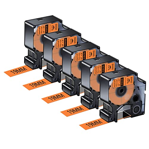 NineLeaf 5 Packung Ersatz für Dymo IND 18436 A18436 19mm x 5.5m Bänder Schwarz auf Orange Vinyl Permanentes Industrie Schriftband für Rhino 4200 5200 5000 6000 ILP 3M PL150 PL200 Beschriftungsgerät NineLeaf 5 Packung Ersatz für Dymo IND 18436 A18436 19mm x 5.5m Bänder Schwarz auf Orange Vinyl Permanentes Industrie Schriftband für Rhino 4200 5200 5000 6000 ILP 3M PL150 PL200 Beschriftungsgerät von NineLeaf
