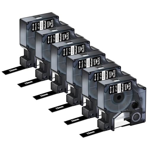 NineLeaf 6 Packung Ersatz für Dymo D1 45021 S0720610 A45021 12mm x 7m 0.47'' Bänder Weiß auf Schwarz Schriftband für LabelManager 160 210D 220P 120P LabelPoint 100 150 200 250 Beschriftungsgerät NineLeaf 6 Packung Ersatz für Dymo D1 45021 S0720610 A45021 12mm x 7m 0.47'' Bänder Weiß auf Schwarz Schriftband für LabelManager 160 210D 220P 120P LabelPoint 100 150 200 250 Beschriftungsgerät von NineLeaf