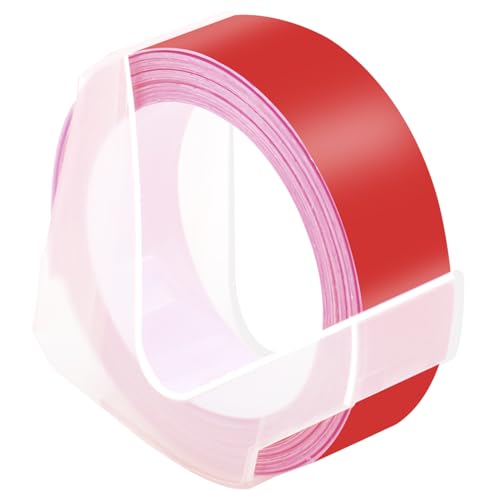 NineLeaf Kompatibel für Dymo S0898152 521202 3D Kunststoff Prägebändern 12mm x 3m Weiß auf Rot Etikettenband für Office Mate II 1540 154000 Organizer Xpress Pro 1575 1595 Beschriftungsgerät von NineLeaf