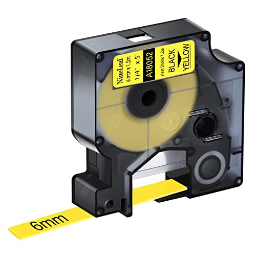 Nineleaf 1 Pack Kompatibel für DYMO 18052 Schrumpfschlauch Schwarz auf Gelb Industrie-Etikettenband 6mm 1/4" für Drähte Kabel Verwendung in Rhino Pro 3000 4200 5000 5200 6000 3M Etikettendrucker Nineleaf 1 Pack Kompatibel für DYMO 18052 Schrumpfschlauch Schwarz auf Gelb Industrie-Etikettenband 6mm 1/4" für Drähte Kabel Verwendung in Rhino Pro 3000 4200 5000 5200 6000 3M Etikettendrucker von NineLeaf