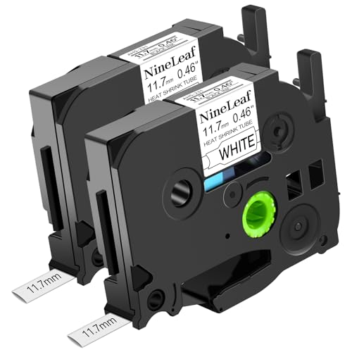 NineLeaf 2 x Kompatibel mit Brother Schrumpfschlauch 11,7mm HSe-231 HSe231 HS-231 Etikettenband Schwarz auf Weiß Schriftband für P-Touch PT-E300 PT-E500 PT-E550W PT-P750WVP Etikettenhersteller von NineLeaf