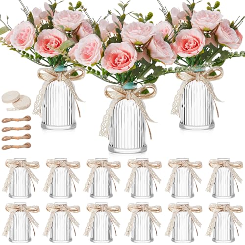 Ninehaoou Glasvasen, kleine Mini-Blumenvasen, Tafelaufsätze, Glasflaschen mit Juteseilen und Spitzenband, für rustikale Hochzeit, Esstisch, Heimdekoration, 15 Stück Ninehaoou Glasvasen, kleine Mini-Blumenvasen, Tafelaufsätze, Glasflaschen mit Juteseilen und Spitzenband, für rustikale Hochzeit, Esstisch, Heimdekoration, 15 Stück von Ninehaoou