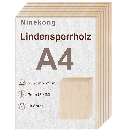 10 Stück Lindenholzplatte A4,sperrholzplatte 3mm,297x210mm Bastelbrett,Pappel-Sandwich, Lindensperrholz, geeignet zum Laserschneiden und Gravieren, Dekupiersäge, Brandmalerei, CNC-Fräsmaschine 10 Stück Lindenholzplatte A4,sperrholzplatte 3mm,297x210mm Bastelbrett,Pappel-Sandwich, Lindensperrholz, geeignet zum Laserschneiden und Gravieren, Dekupiersäge, Brandmalerei, CNC-Fräsmaschine von Ninekong