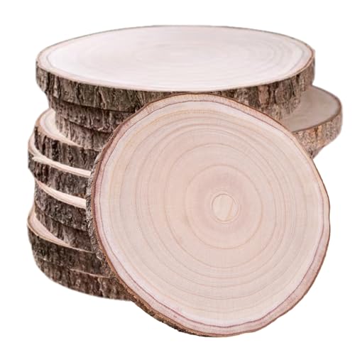 10 Stück natürliche Paulownia-Holzscheiben, 22,9 - 25,4 cm, für Tafelaufsätze, Tischdekorationen, unlackiertes rundes Holz zum Basteln, für rustikale Zwecke 10 Stück natürliche Paulownia-Holzscheiben, 22,9 - 25,4 cm, für Tafelaufsätze, Tischdekorationen, unlackiertes rundes Holz zum Basteln, für rustikale Zwecke von Ninekong