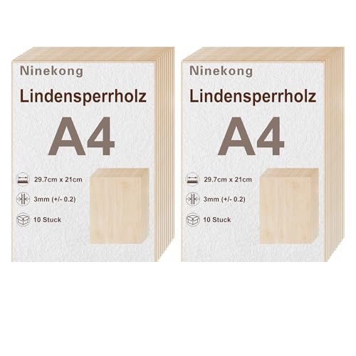 20 Stück Lindenholzplatte A4,sperrholzplatte 3mm,297x210mm Bastelbrett,Pappel-Sandwich, Lindensperrholz, geeignet zum Laserschneiden und Gravieren, Dekupiersäge, Brandmalerei, CNC-Fräsmaschine 20 Stück Lindenholzplatte A4,sperrholzplatte 3mm,297x210mm Bastelbrett,Pappel-Sandwich, Lindensperrholz, geeignet zum Laserschneiden und Gravieren, Dekupiersäge, Brandmalerei, CNC-Fräsmaschine von Ninekong