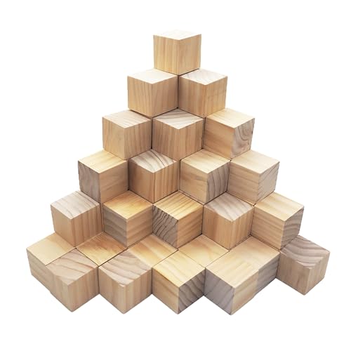 60 Stück 5,1 cm geglättete Holzwürfel, unlackierte Holzblöcke zum Basteln, quadratische Holzblöcke zum Basteln, Duschblöcke zum Dekorieren. von Ninekong