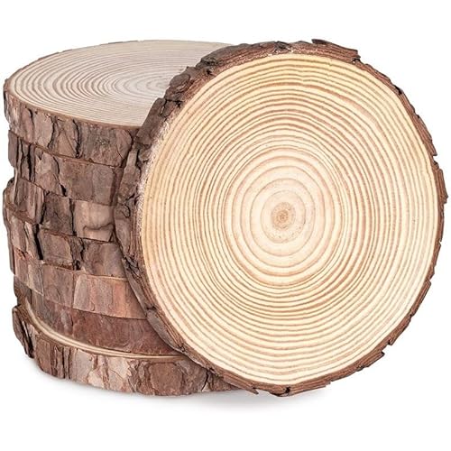 8 Stück Holzscheiben Ohne Loch, Holzplatte Rund 12-13cm, Holzscheiben zum Basteln, Baumscheibe Deko Zum Basteln für DIY Basteln, Hochzeit und Weihnachten Deko (A) von Nineyeyuri