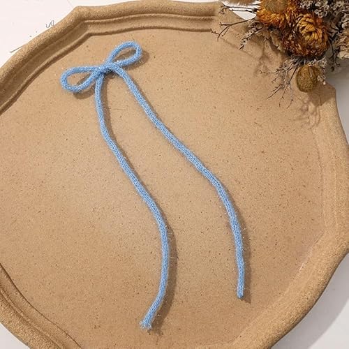 NingPower 10 Stück Gestrickte Schleifen, Lange Schleife für Basteln, Nähen, Haarspangenherstellung, Bekleidungszubehör, Blau NingPower 10 Stück Gestrickte Schleifen, Lange Schleife für Basteln, Nähen, Haarspangenherstellung, Bekleidungszubehör, Blau von NingPower
