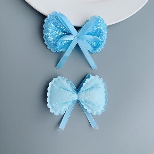NingPower 10 Stück Schleifen Aus Band, Süßer Schleife für Basteln, Nähen, Herstellen Von Haarspangen, Bekleidungszubehör, Blau von NingPower