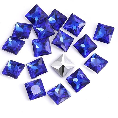 NingPower 100 Stück Quadratische Glas Strasssteine Künstlicher Kristall Edelsteine mit Spitzer Unterseite, Geeignet für Kunsthandwerk Projekte, Aufnähen, Dunkelblau, 12mm NingPower 100 Stück Quadratische Glas Strasssteine Künstlicher Kristall Edelsteine mit Spitzer Unterseite, Geeignet für Kunsthandwerk Projekte, Aufnähen, Dunkelblau, 12mm von NingPower