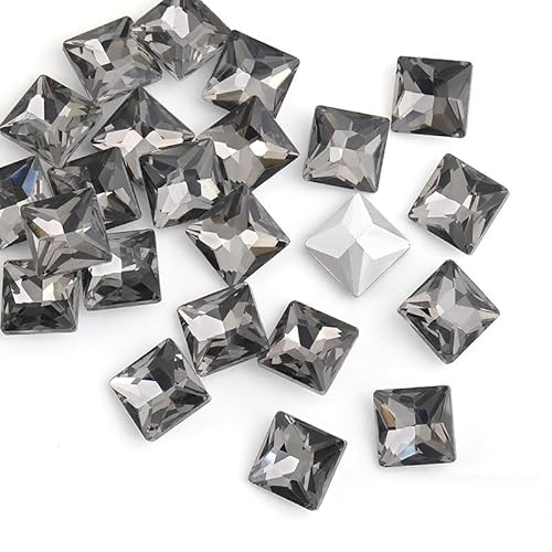 NingPower 100 Stück Quadratische Glas Strasssteine Künstlicher Kristall Edelsteine mit Spitzer Unterseite, Geeignet für Kunsthandwerk Projekte, Aufnähen, Grau, 12mm NingPower 100 Stück Quadratische Glas Strasssteine Künstlicher Kristall Edelsteine mit Spitzer Unterseite, Geeignet für Kunsthandwerk Projekte, Aufnähen, Grau, 12mm von NingPower