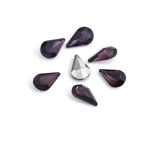 NingPower 100 Stück Strasssteine In Tropfenform, Künstlicher Kristall mit Spitzer Unterseite, Geeignet für Kunsthandwerk Projekte, Aufnähen, 6mm × 10mm von NingPower