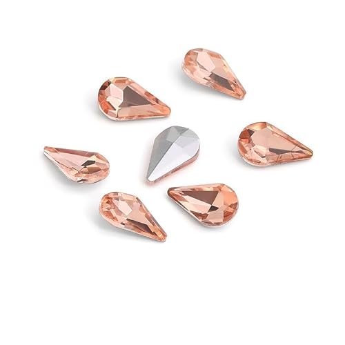 NingPower 100 Stück Strasssteine In Tropfenform, Künstlicher Kristall mit Spitzer Unterseite, Geeignet für Kunsthandwerk Projekte, Aufnähen, 8mm × 13mm von NingPower