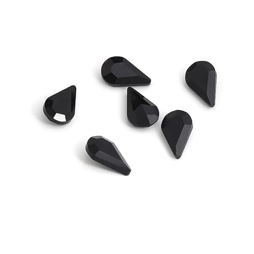 NingPower 100 Stück Strasssteine In Tropfenform, Künstlicher Kristall mit Spitzer Unterseite, Geeignet für Kunsthandwerk Projekte, Aufnähen, Schwarz, 8mm × 13mm von NingPower