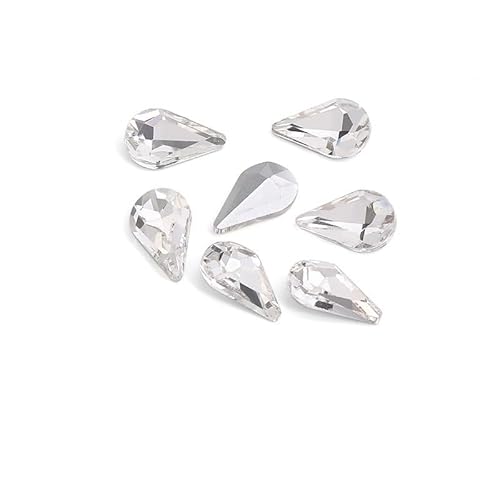 NingPower 100 Stück Strasssteine In Tropfenform, Künstlicher Kristall mit Spitzer Unterseite, Geeignet für Kunsthandwerk Projekte, Aufnähen, Weiß, 6mm × 10mm von NingPower