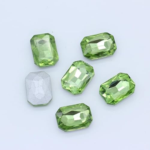 NingPower 120 Stück Achteckige Rechteckige Strasssteine Mehrere Facetten Spitze Unterseite Künstlicher Kristall Edelsteine, Geeignet für Kunsthandwerk Projekte, Aufnähen, 4mm X 6mm, Grün von NingPower