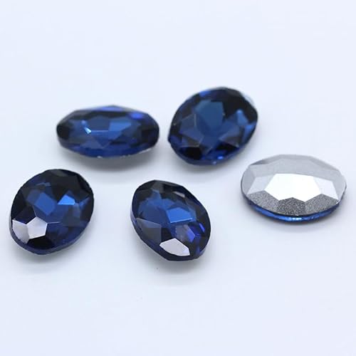 NingPower 120 Stück Ovale Strasssteine Mehrere Facetten Spitze Unterseite Künstlicher Kristall Edelsteine, Geeignet für Kunsthandwerk Projekte, Aufnähen, 4mm X 6mm, Dunkelblau von NingPower