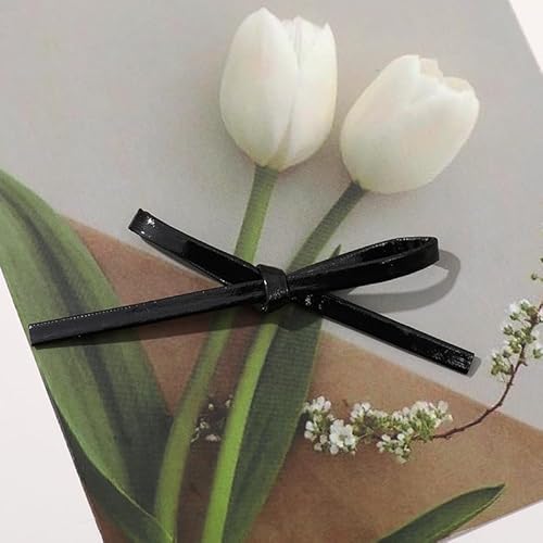 NingPower 20 Stück 10cm Große Schleifen, Kunstlederschleife für Basteln, Nähen, Haarspangenherstellung, Bekleidungszubehör, Schwarz von NingPower