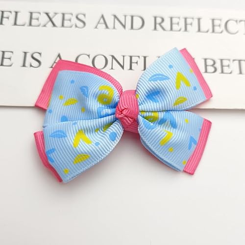 NingPower 20 Stück Gestreifte Schleifen mit Alphabet Love Herzmuster, 8cm Schleife für Basteln, Nähen, Herstellen Von Haarspangen, Bekleidungszubehör, Blau NingPower 20 Stück Gestreifte Schleifen mit Alphabet Love Herzmuster, 8cm Schleife für Basteln, Nähen, Herstellen Von Haarspangen, Bekleidungszubehör, Blau von NingPower