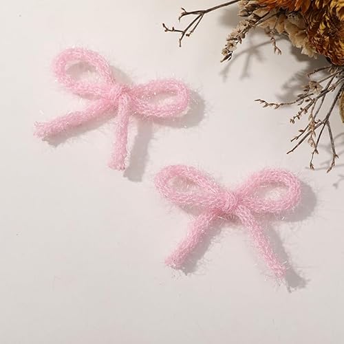 NingPower 20 Stück Gestrickte Schleifen, Süße Schleife für Basteln, Nähen, Haarspangenherstellung, Bekleidungszubehör, Rosa von NingPower
