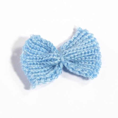 NingPower 20 Stück Gestrickte Schleifen 5cm, Kleiner Schleife für Basteln, Nähen, Haarspangenherstellung, Bekleidungszubehör, Blau von NingPower