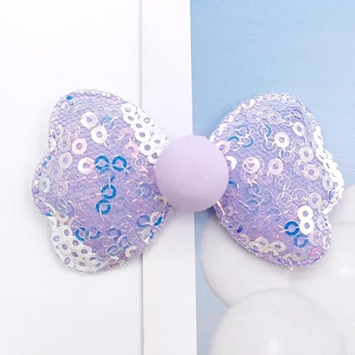 NingPower 20 Stück Pailletten Schleifen 6cm Schleife für Basteln, Nähen, Haarspangenherstellung, Bekleidungszubehör, Lila von NingPower