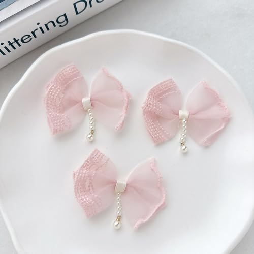 NingPower 20 Stück Rosa Schleifen, Perlenketten-Schleife für Basteln, Nähen, Haarspangenherstellung, Bekleidungszubehör von NingPower