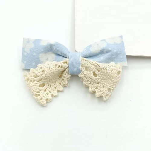 NingPower 20 Stück Schleifen mit Blumenmuster, Gestrickter Schleife für Basteln, Nähen, Haarspangenherstellung, Bekleidungszubehör, Blau von NingPower