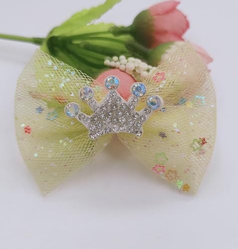 NingPower 20 Stück Strass Kronen Schleifen 6cm Maschenschleife für Basteln, Nähen, Haarspangenherstellung, Bekleidungszubehör, Hellgelb NingPower 20 Stück Strass Kronen Schleifen 6cm Maschenschleife für Basteln, Nähen, Haarspangenherstellung, Bekleidungszubehör, Hellgelb von NingPower
