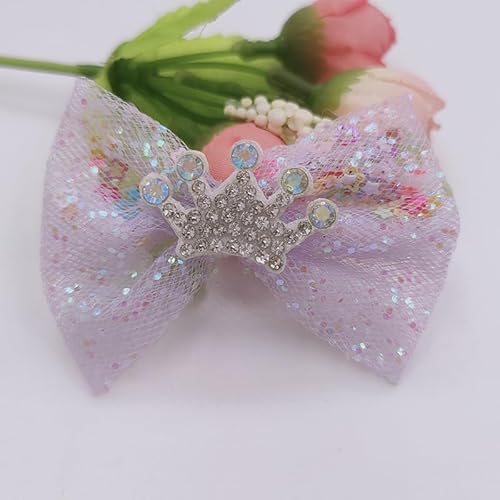NingPower 20 Stück Strass Kronen Schleifen 6cm Netz Schleife für Basteln, Nähen, Herstellen Von Haarspangen, Bekleidungszubehör, Lila NingPower 20 Stück Strass Kronen Schleifen 6cm Netz Schleife für Basteln, Nähen, Herstellen Von Haarspangen, Bekleidungszubehör, Lila von NingPower