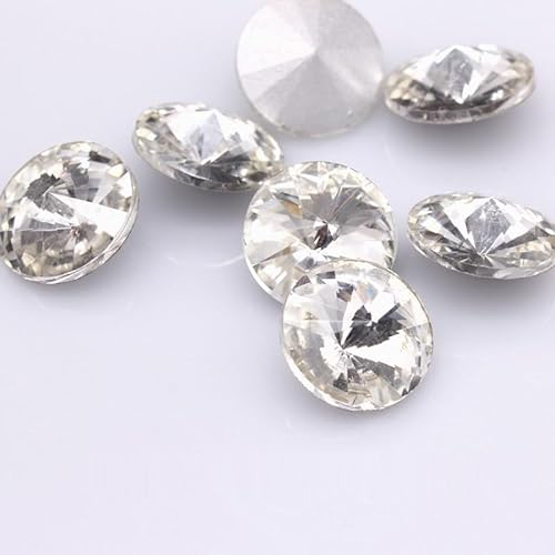 NingPower 200 Stück Runde Glas Strasssteine Künstlicher Kristall Edelsteine mit Spitzer Unterseite, Geeignet für Kunsthandwerk Projekte, Aufnähen, 8mm, Weiß von NingPower