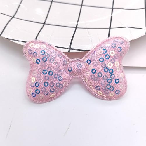 NingPower 30 Stück Pailletten Schleifen Süßer Schleife für Basteln, Nähen, Haarspangenherstellung, Bekleidungszubehör, Rosa von NingPower